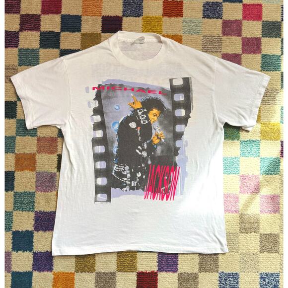 VTG 80s Michael Jackson “Bad” Tour 1988 Concert Single Stitch Graphic Band Tee - Picture 1 of 7